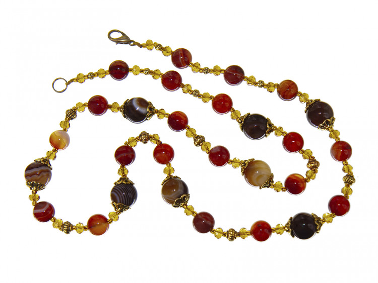 Бусы redrobe «Вересковый мед», агат, стекло, металл, 56 см